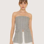 Elegant Plaid Strapless Top