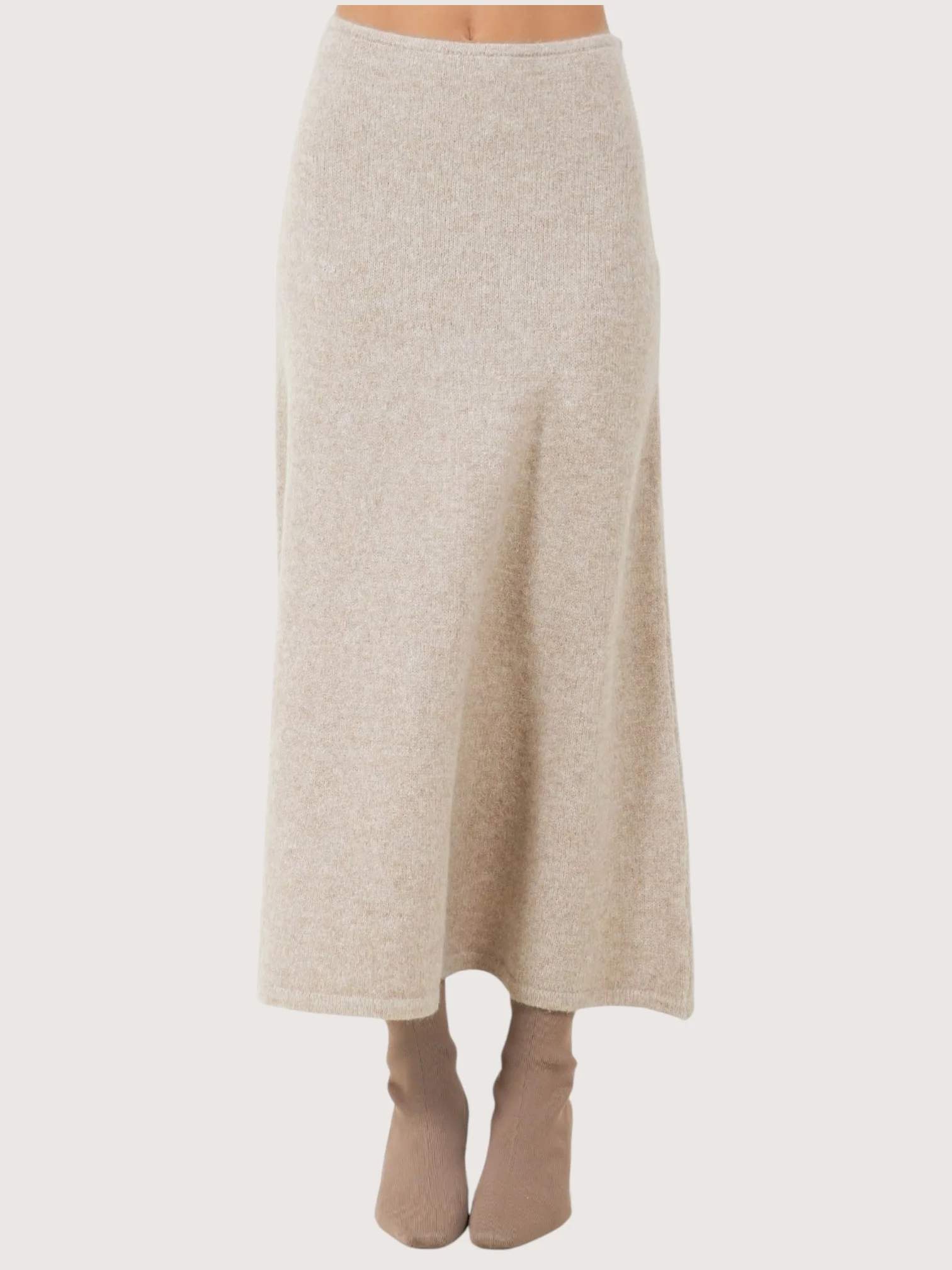 Soft Knit Beige Maxi Skirt - Image 3