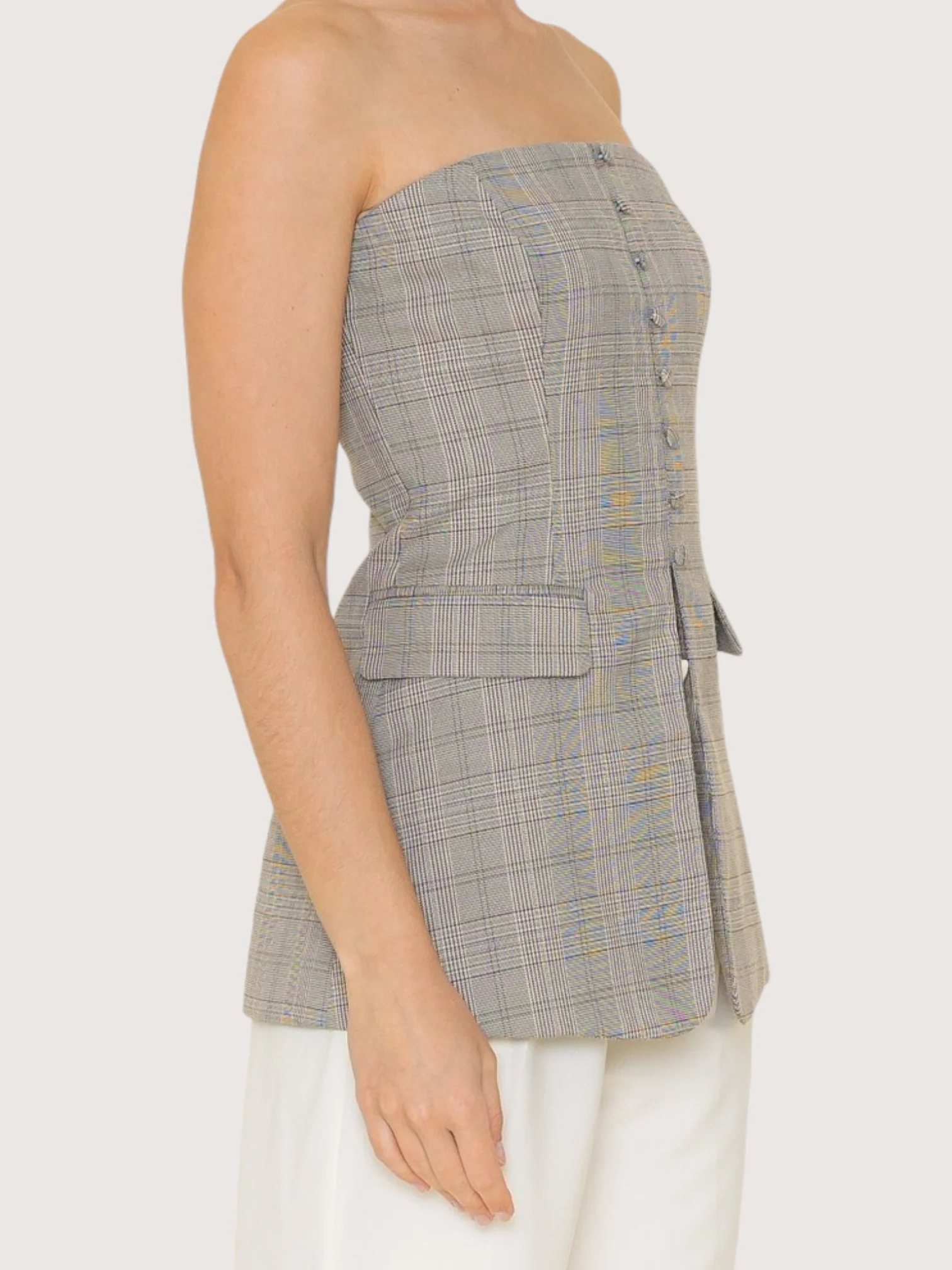 Elegant Plaid Strapless Top - Image 2