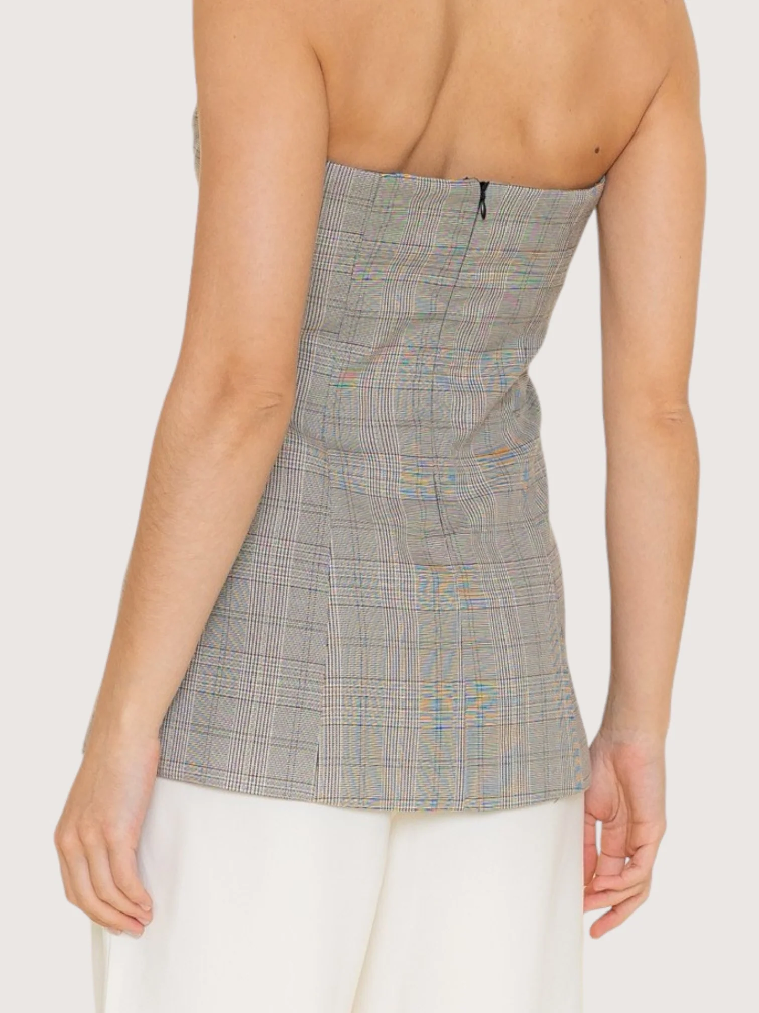 Elegant Plaid Strapless Top - Image 3